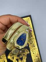 Bvlgari Gold- Mavi Kadran Taşlı Yılan Saat  S404 yorum görseli