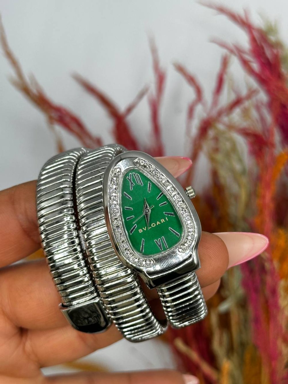 Bvlgari Gümüş - Yeşil Kadran  Yılan Saat  S612 Ürün ikincil görseli