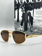 Celine Metal Kasa Kahve Cam Gold Çerçeve Unisex Güneş Gözlüğü  G1379-ILY
