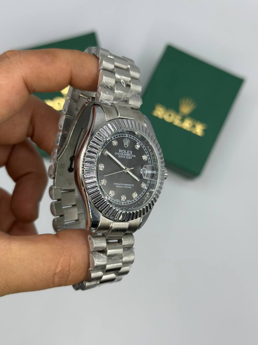 Rolex DateJust Taşlı Gümüş Erkek Kol Saat S813-VLL Ürün ikincil görseli
