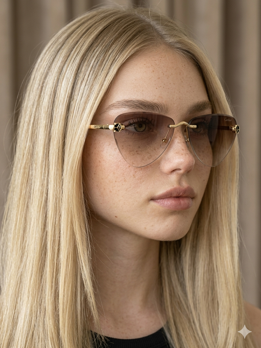 Cartier Kahverengi İthal Kadın Güneş Gözlük P0441